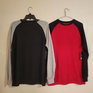 2 Galaxy Men's Long-Sleeve Crew-Neck Waffle Knit Thermal